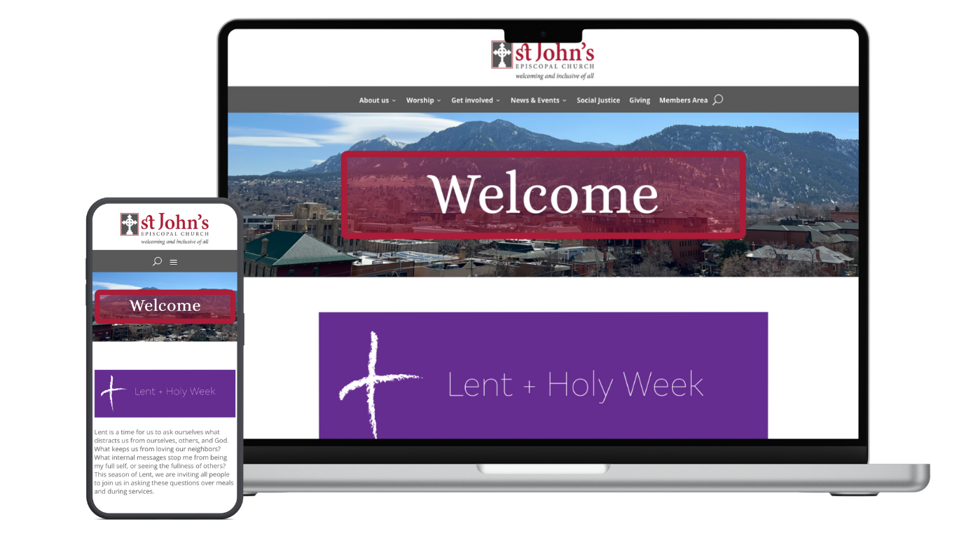 St. John's Website mockup on desktop and mobile
