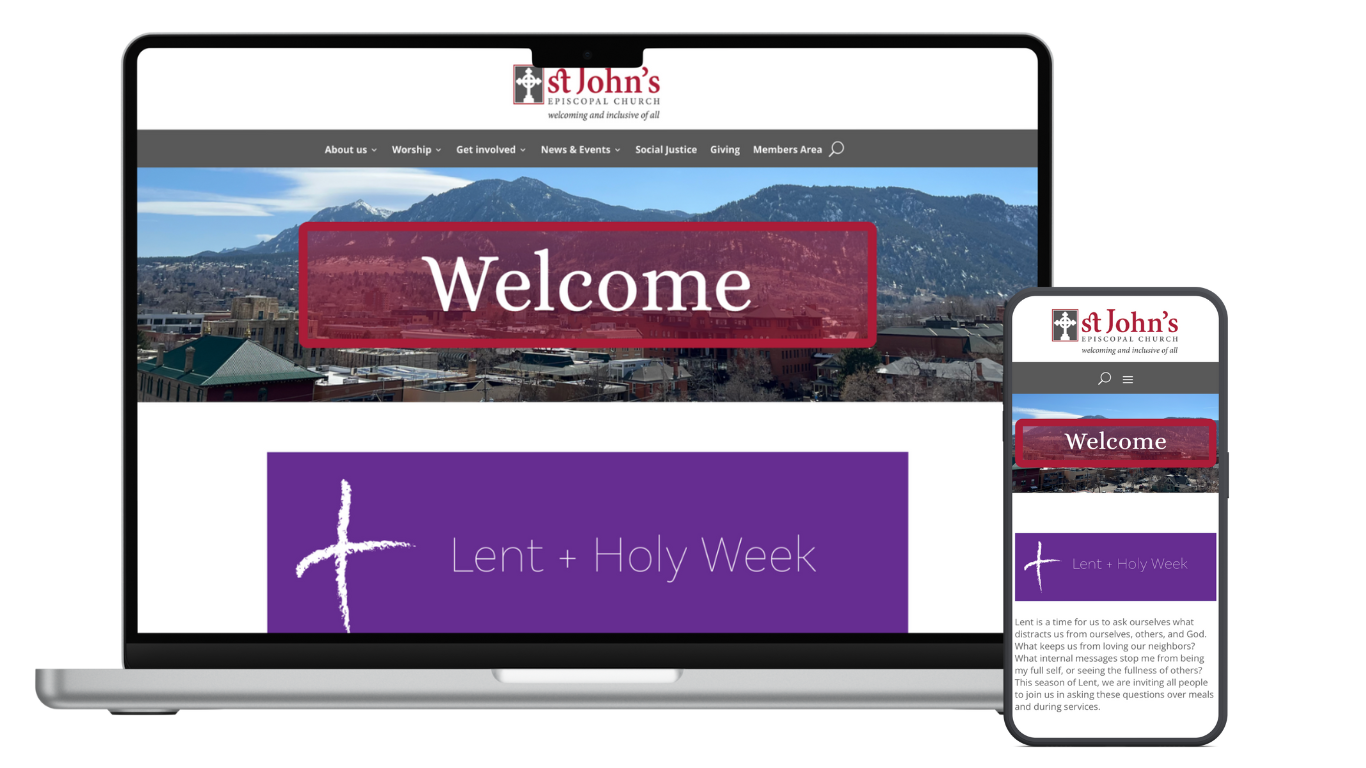 St. John's Website Mockup of both desktop and mobile